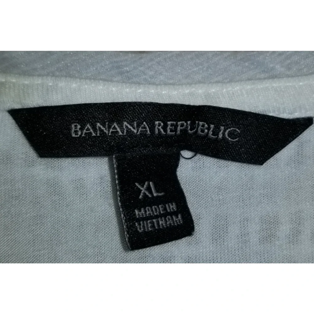 Womens Top-BANANA REPUBLIC-white stretch crochet overlay sheer slvs Romantic-XL